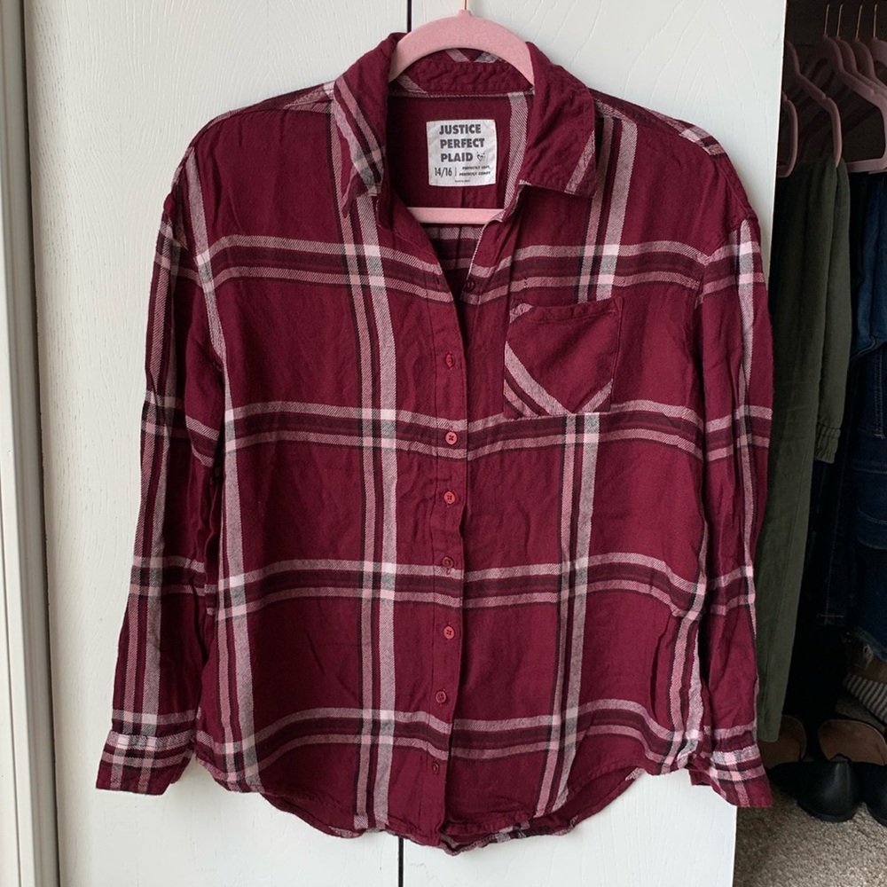 Justice Plaid Button-up